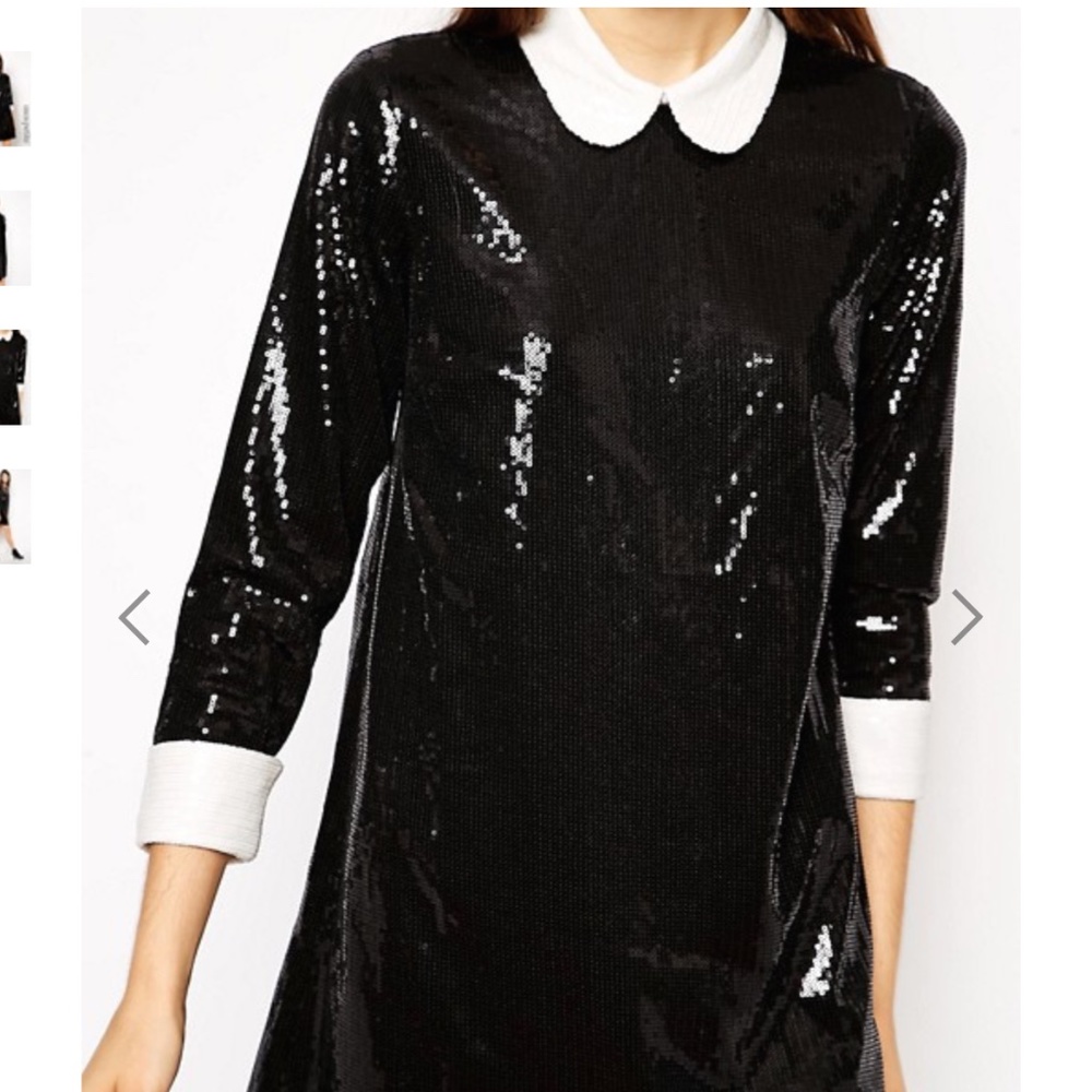 ASOS PETITE Exclusive Sequin Swing Dress w/ Collar